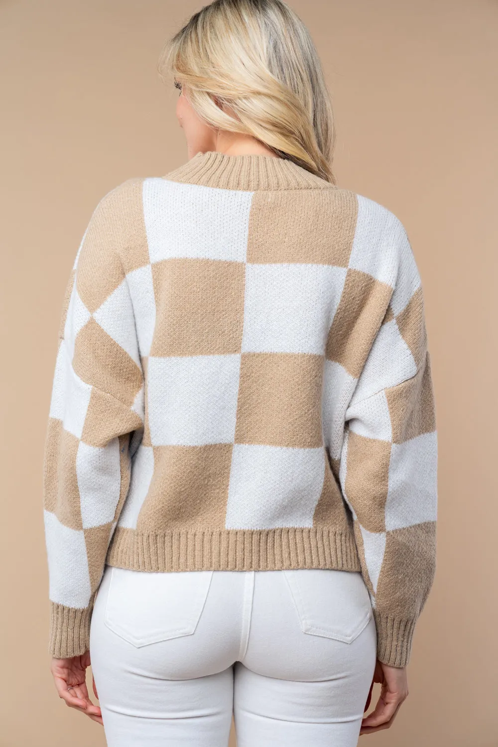 Checkered Knit Sweater