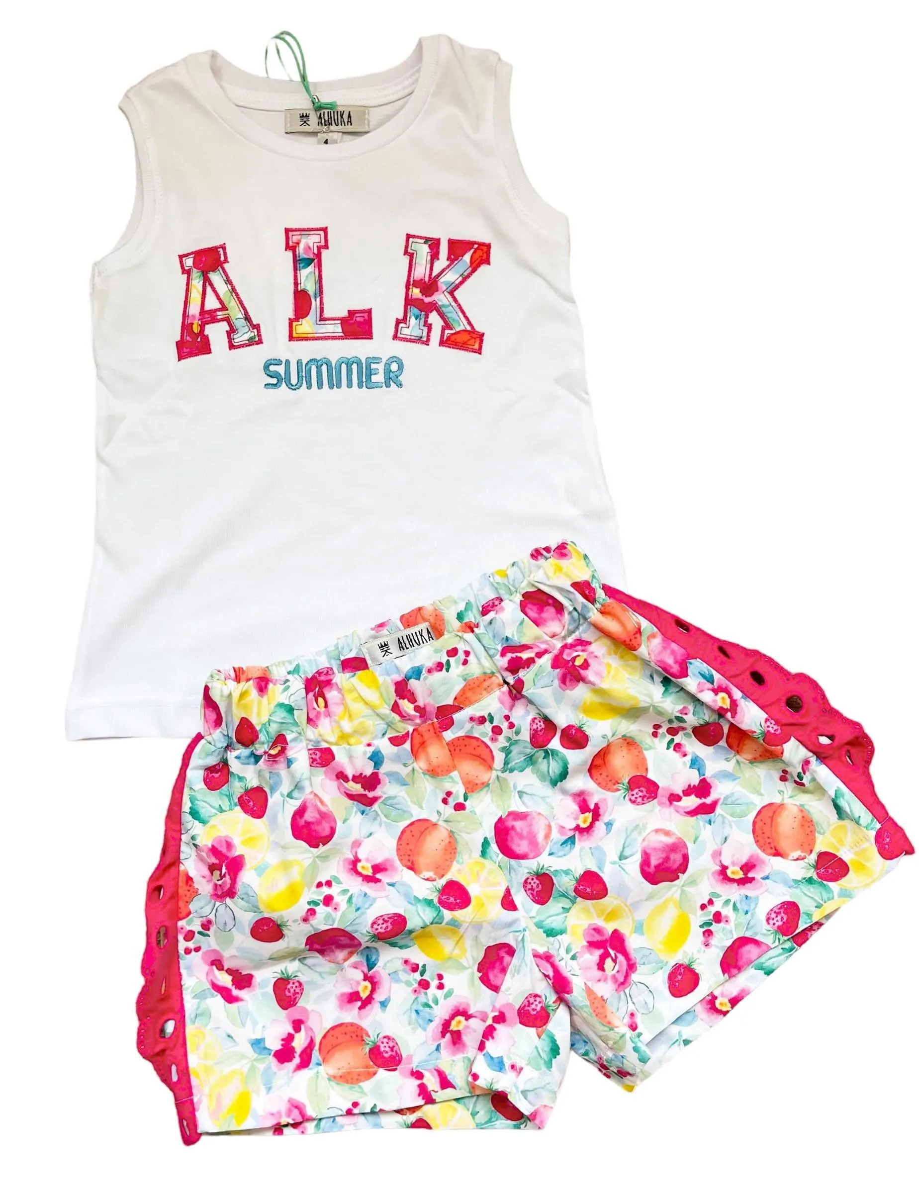 CLEARANCE DEAL - Alhuka Summer - Paris Floral Print Shorts & T-Shirt Set & Headband