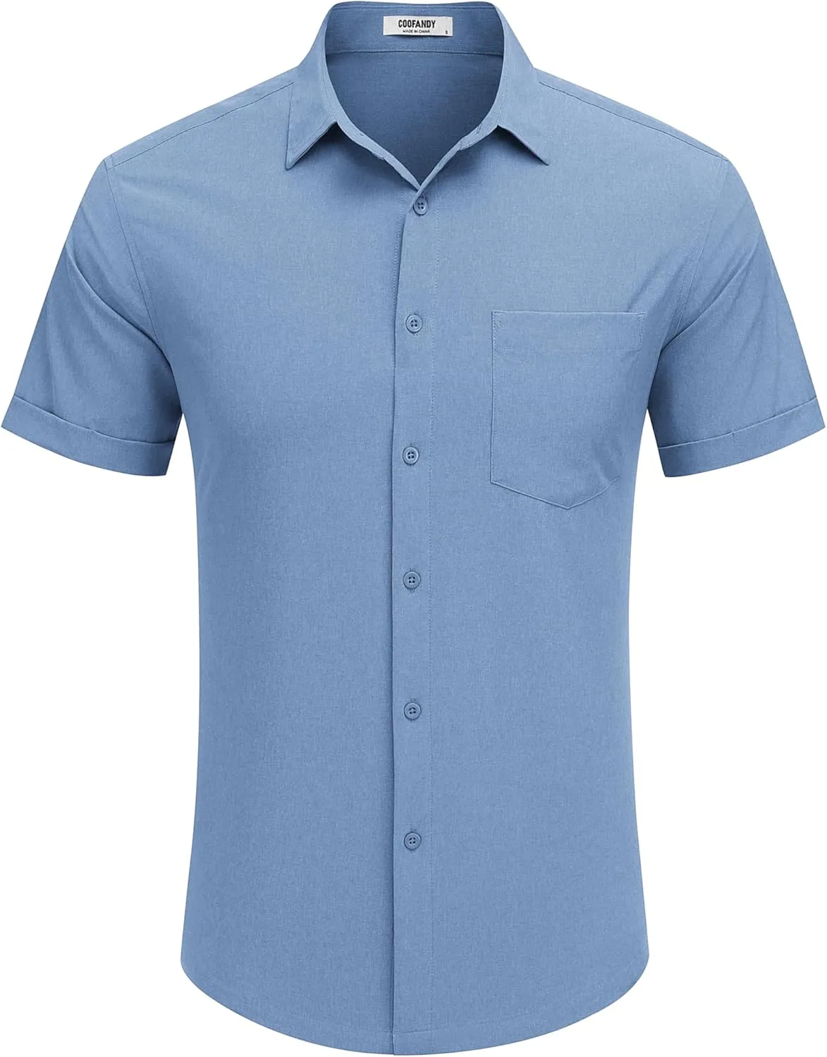 COOFANDY Mens Cool Button Down Shirt Short Sleeve Summer Beach Shirts Linen Texture Casual Shirts with Pocket