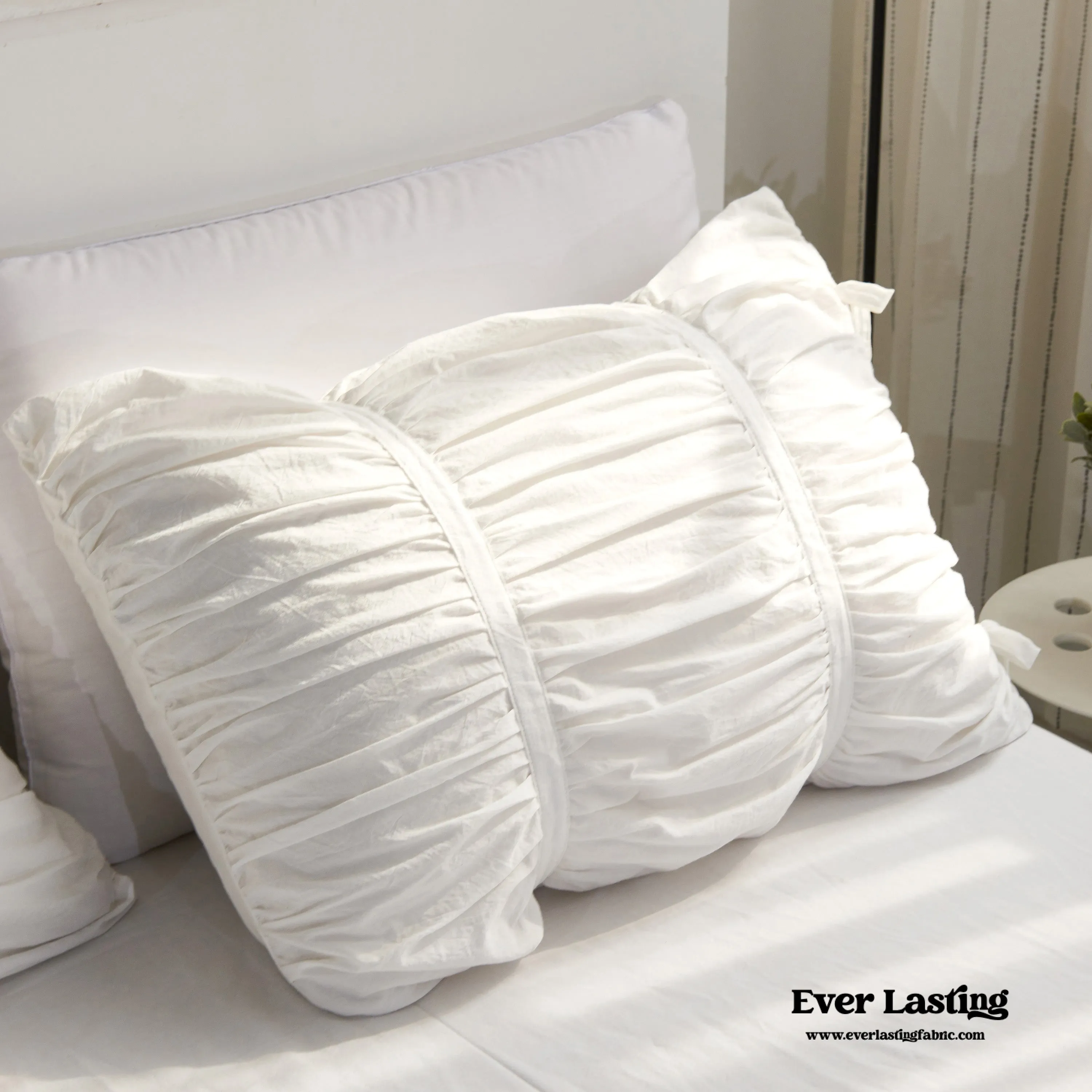 Coquette Ruffle Ribbon Ties Duvet Cover / White