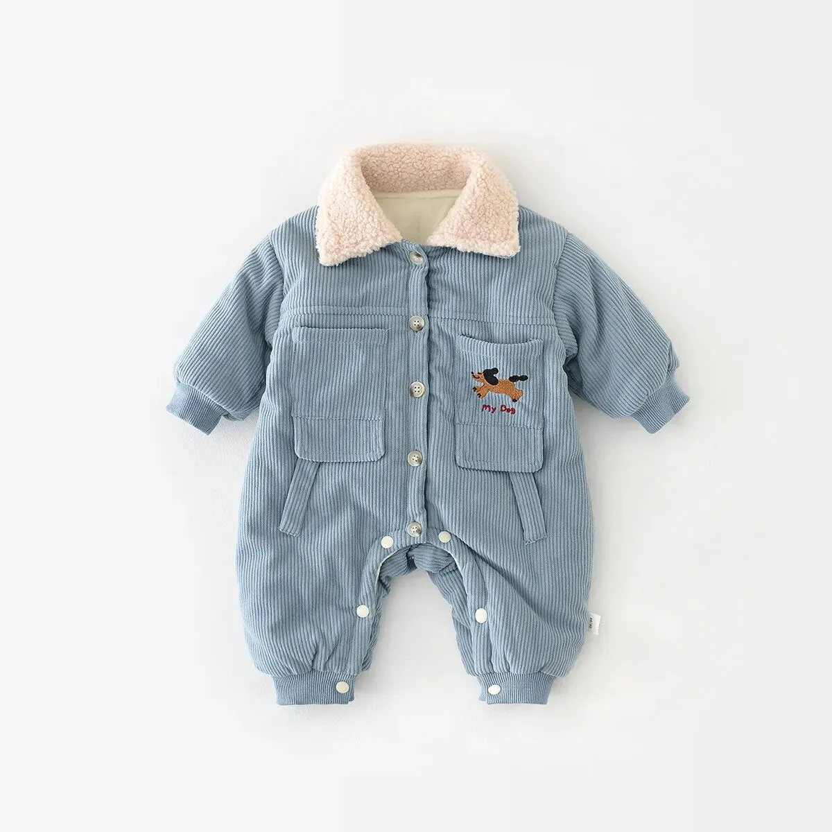 Corduroy Fur Turn Down Romper
