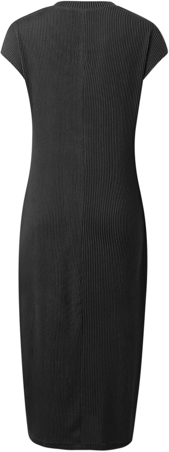 Cotton Dresses for Women 2025 Summer Vintage Maxi Short Sleeves Dress V Neck Long Dresses with Pockets Prom Sundress