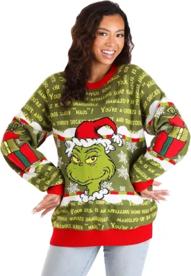 Dr. Seuss The Grinch Holiday Sweater for Adults - You're a Mean One Mr. Grinch Christmas Sweater for Men & Women