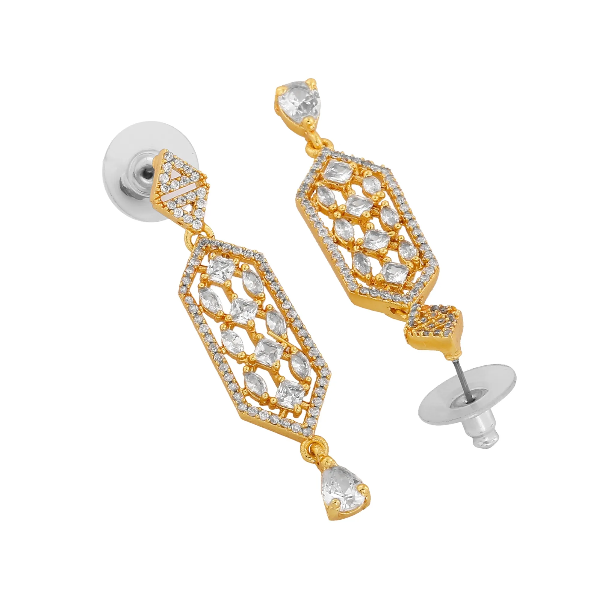 Estele Gold Plated CZ Lavish Luxe Designer Choker Style Necklace Set for Women