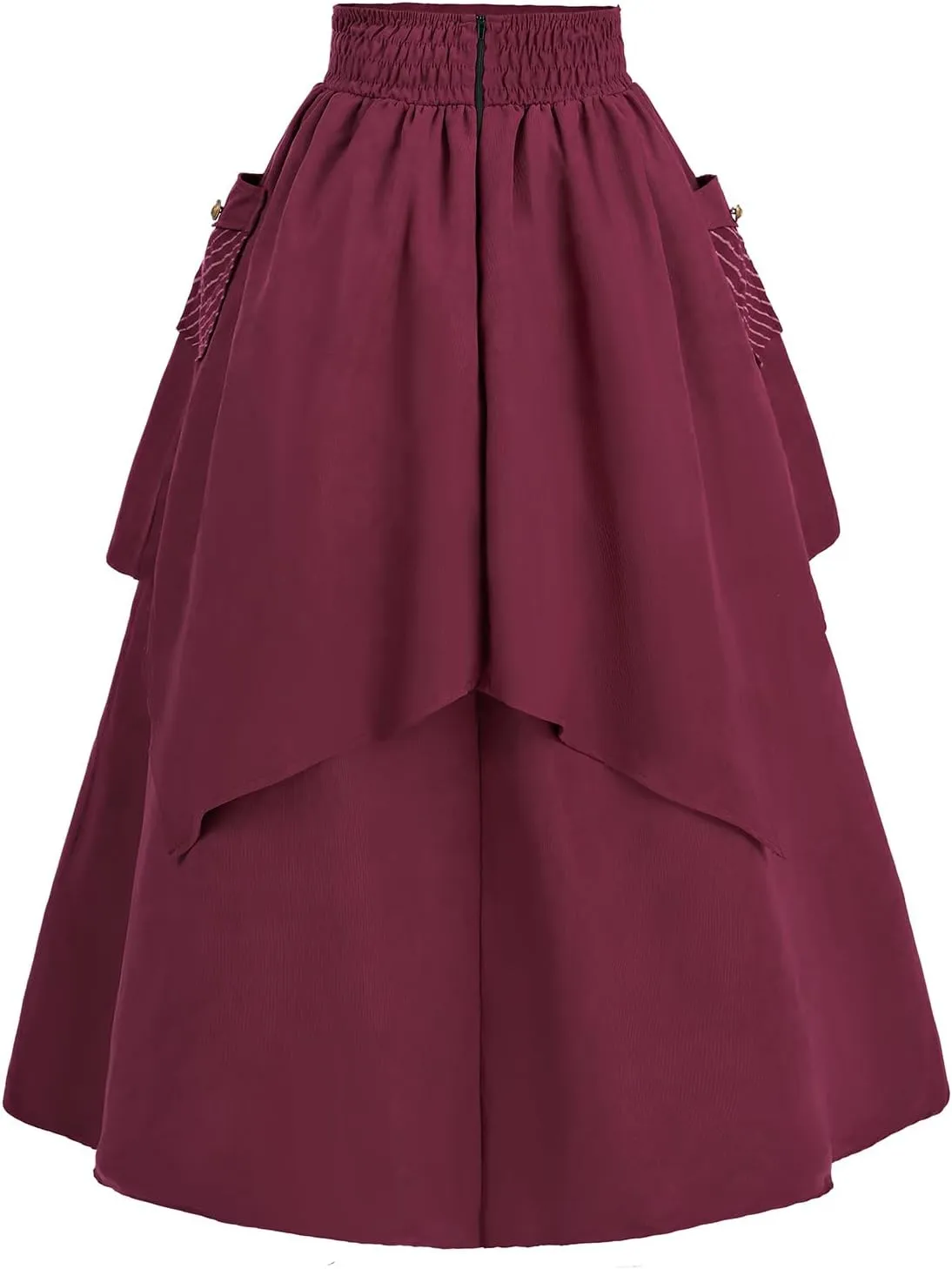 FCCAM Renaissance Skirts for Women 1800s Long Victorian Skirt Double-Layer with Pockets