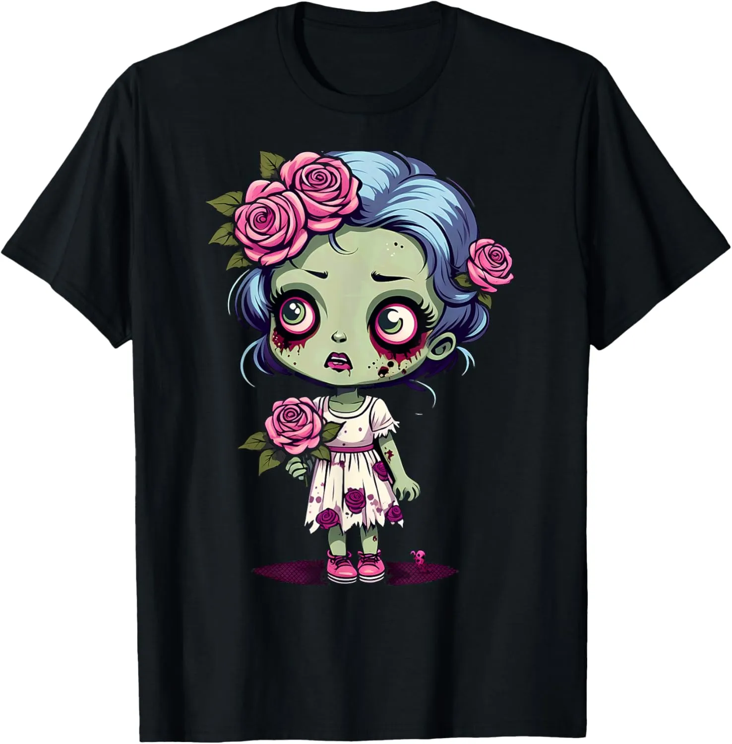 Flowers Zombie Girl Halloween Costume T-Shirt