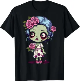 Flowers Zombie Girl Halloween Costume T-Shirt