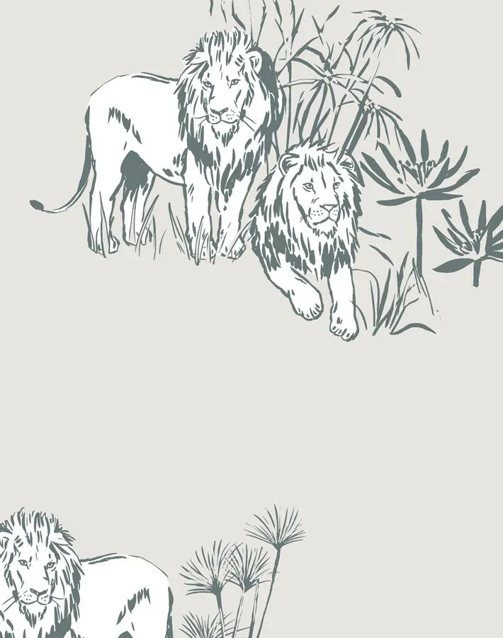 Foliage Lions Wallpaper