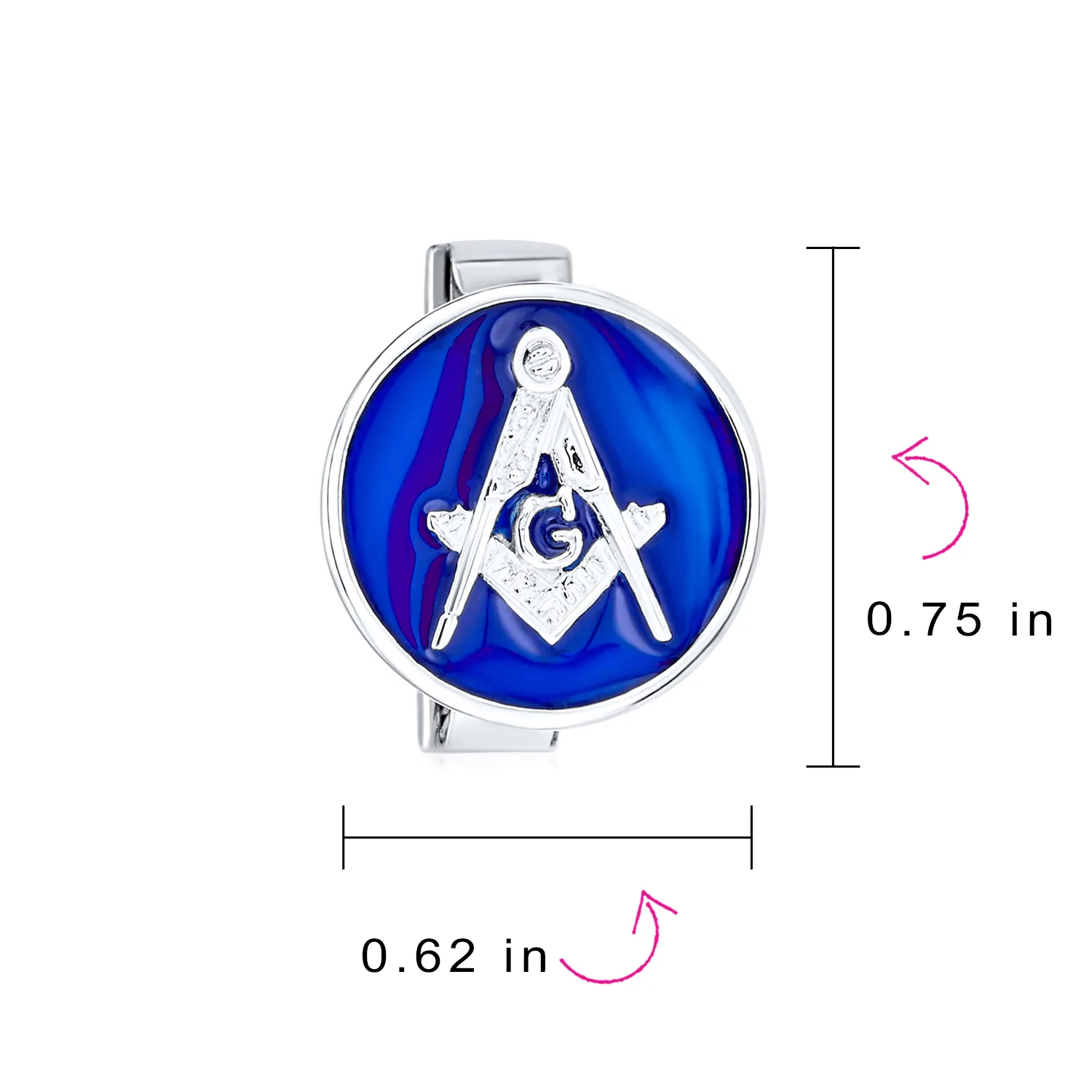 Freemasons Masonic Compass Circle Cufflinks Blue Sterling Silver