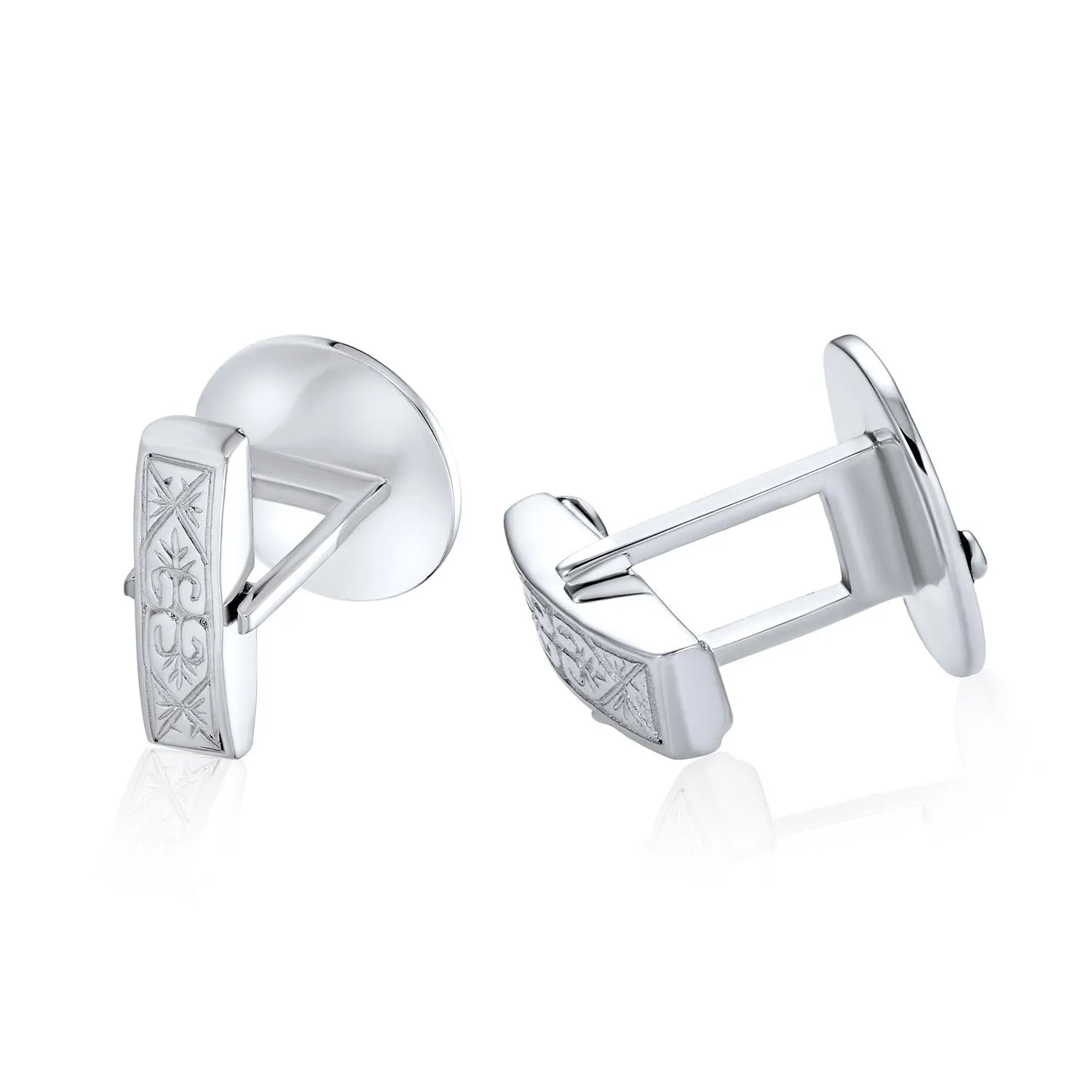 Freemasons Masonic Compass Circle Cufflinks Blue Sterling Silver
