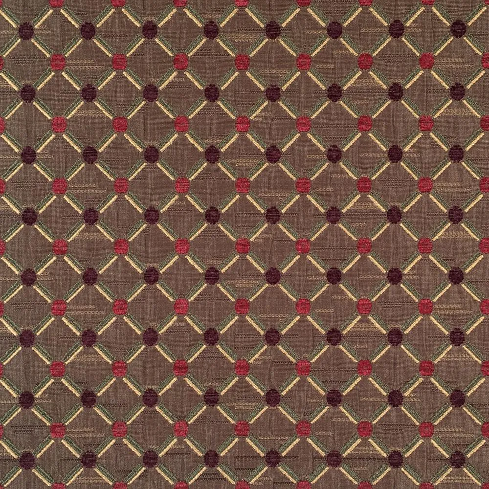 Geometric Diamond Chenille Jacquard Dark Purple Brown Fabric