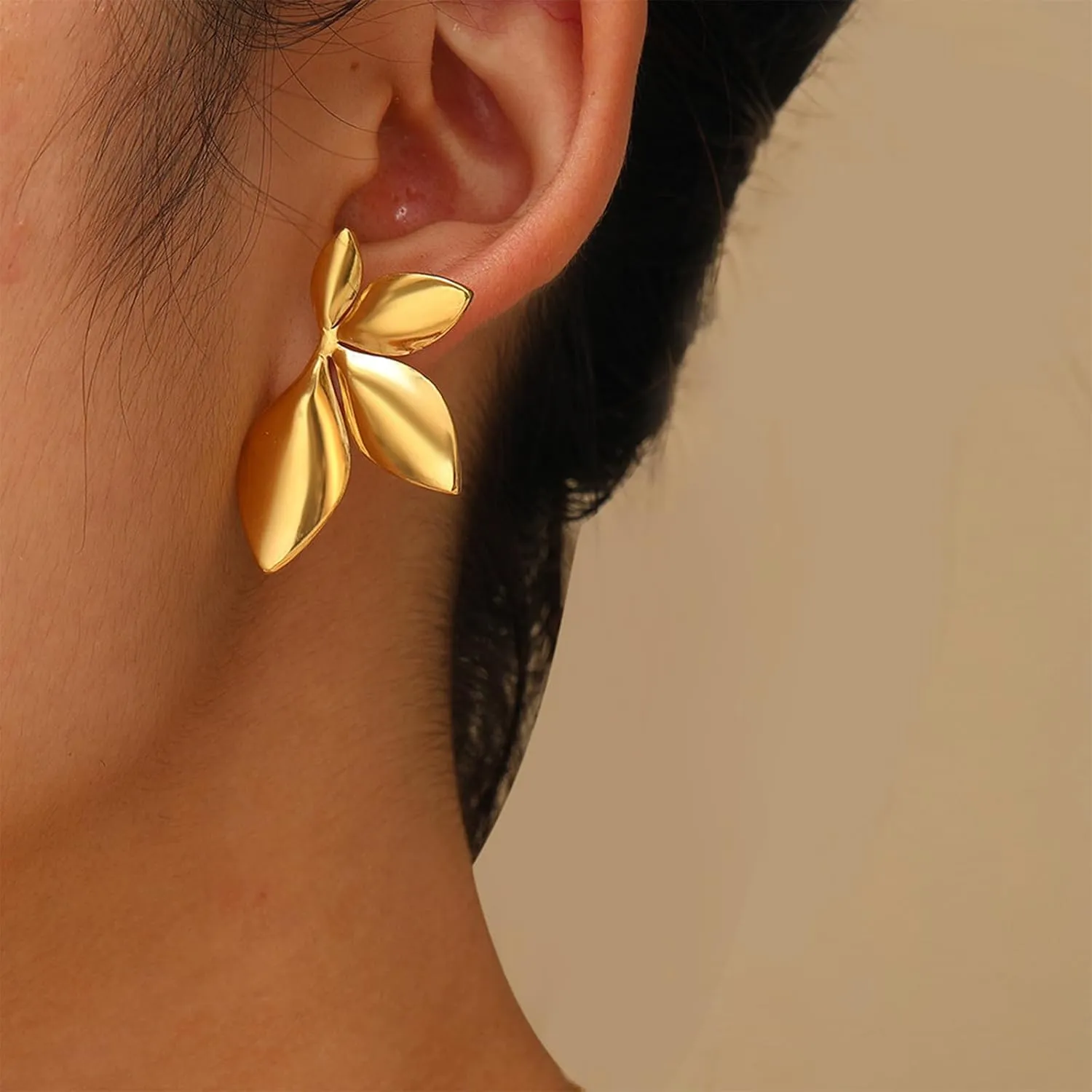 Gold Statement Earrings Large Flower Earrings for Women Unique Spring Earings Jewelry Bohemian Leaf Earings
