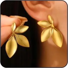 Gold Statement Earrings Large Flower Earrings for Women Unique Spring Earings Jewelry Bohemian Leaf Earings