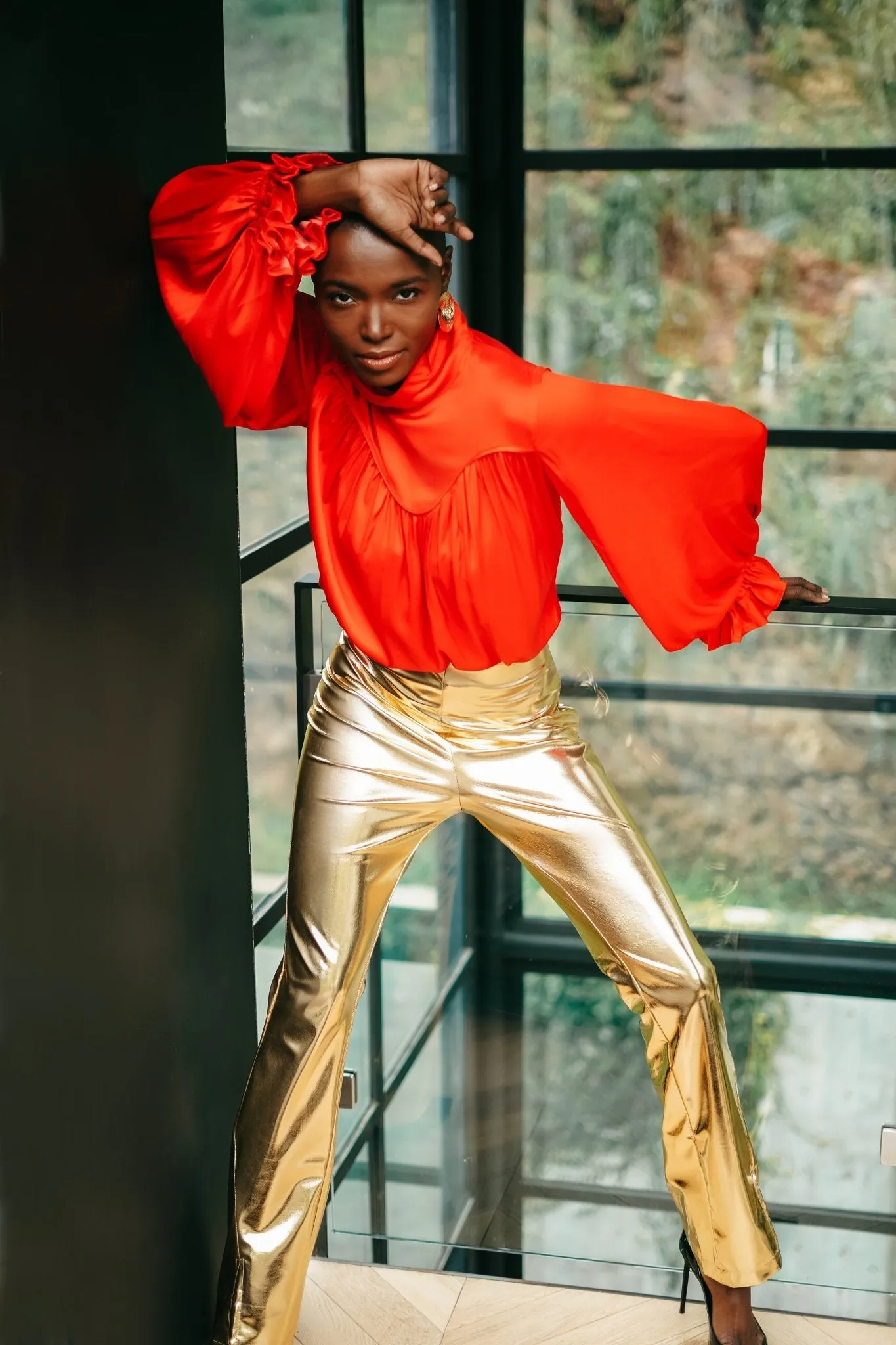 Gold Vegan Leather Stephanie Pant
