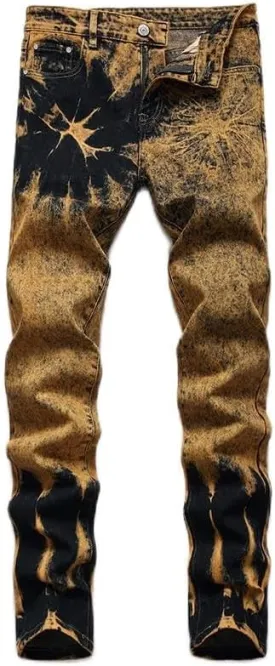 JE&NS Men's Ripped Jeans, Slim Fit Straight Leg, Denim Jeans Pants for Men
