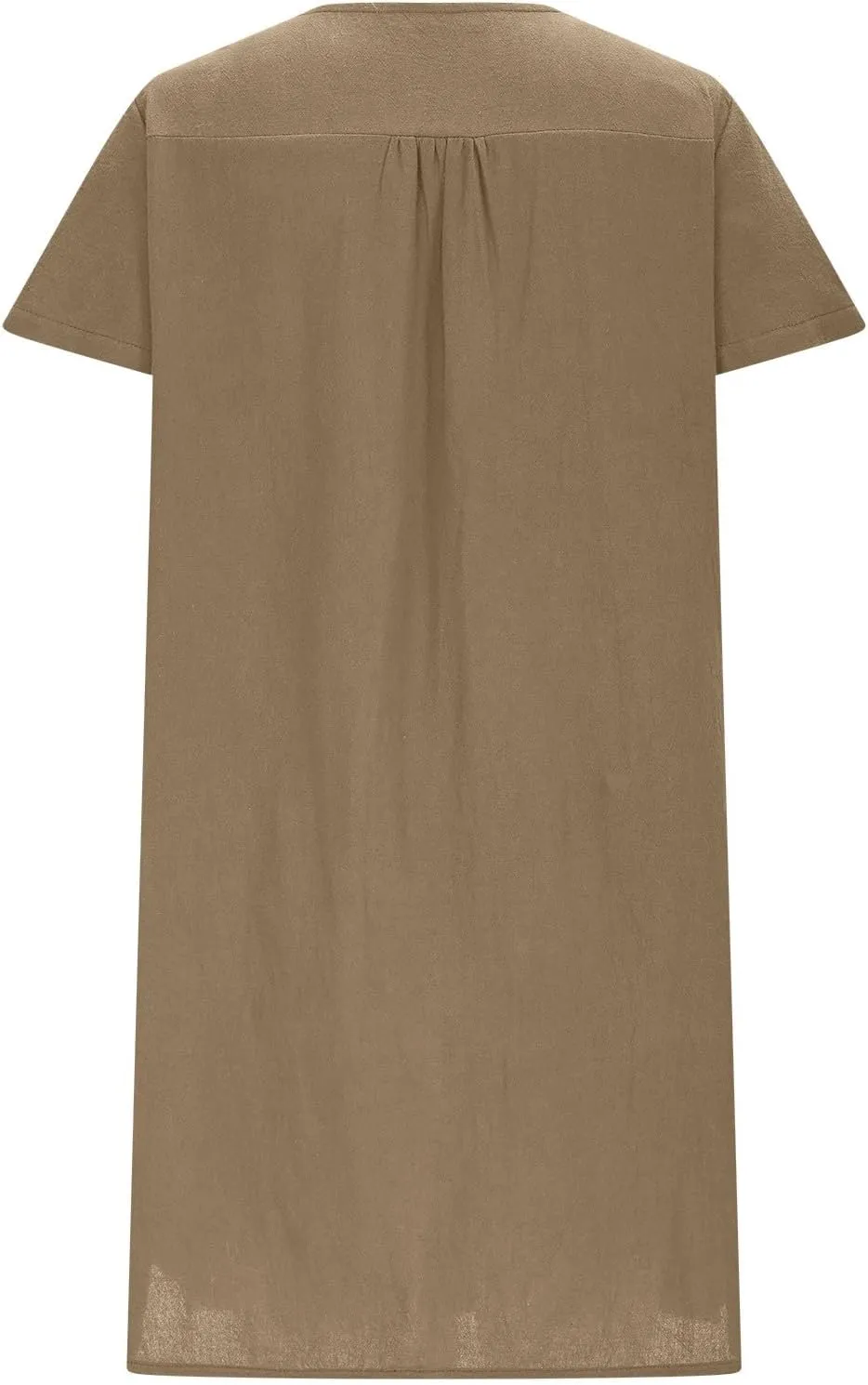 JOAU Womens Cotton Linen Shirt Dress Summer Casual Short Sleeve Notched V Neck Beach Cover Up Knee Length Vacation Dresses