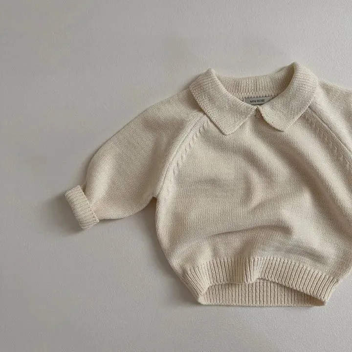Lapel Striped Knit Sweater