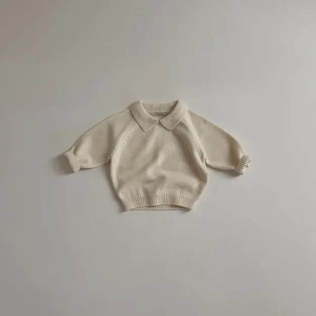 Lapel Striped Knit Sweater