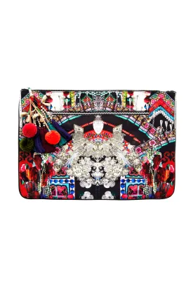 LARGE CANVAS CLUTCH SOUND OF SILVER