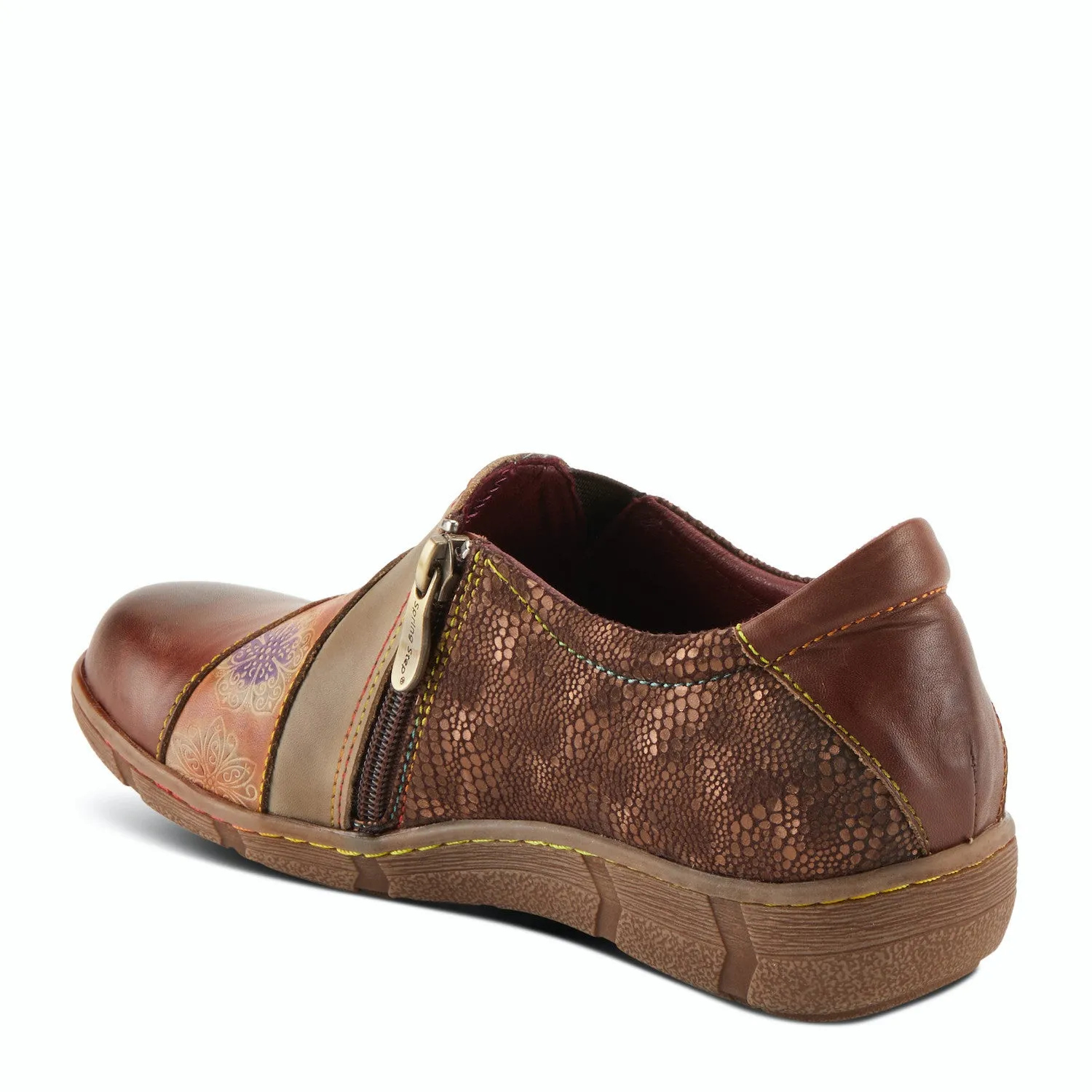 Lata Burnished Leather Clog in Brown Multi