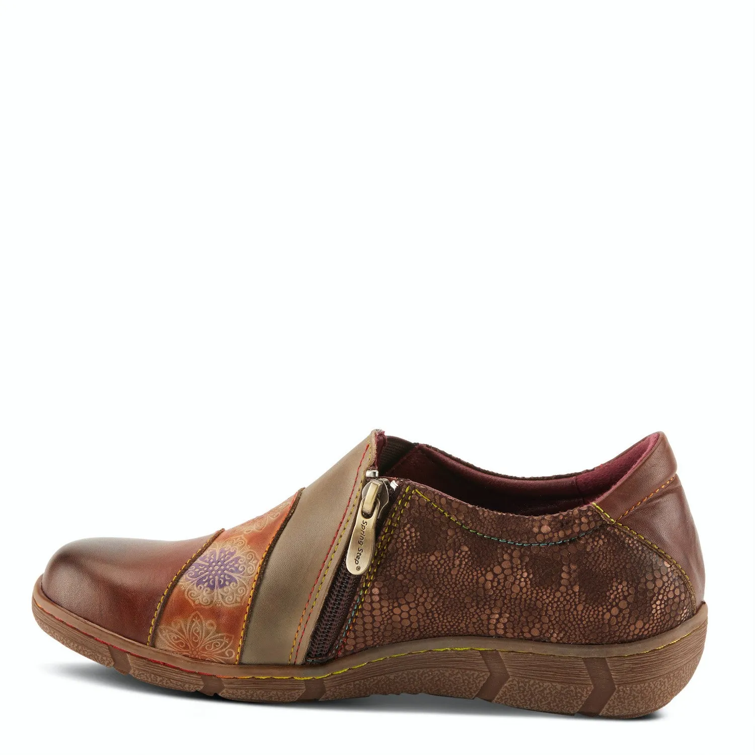 Lata Burnished Leather Clog in Brown Multi
