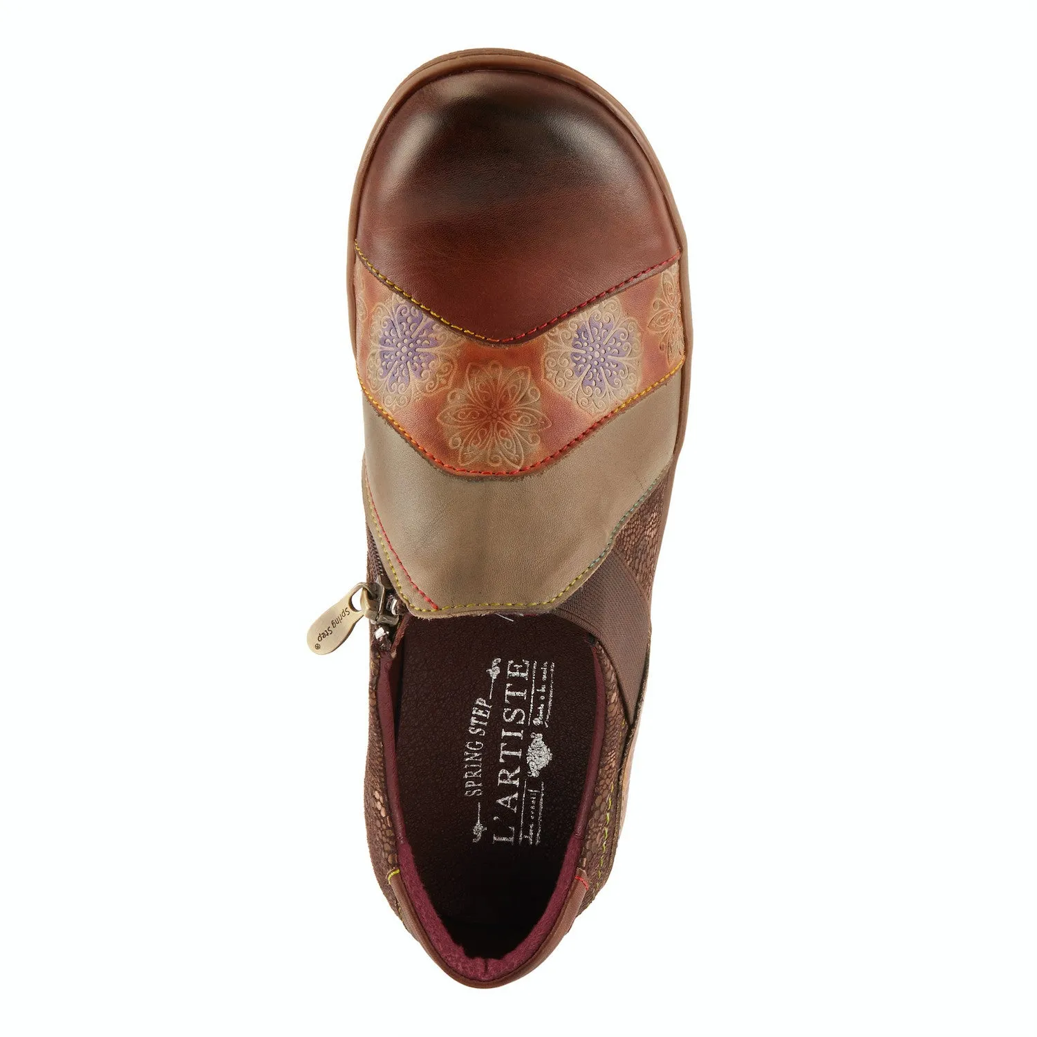 Lata Burnished Leather Clog in Brown Multi