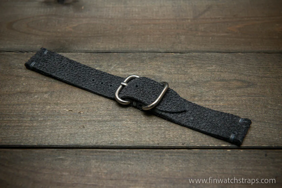 Leather Watch Strap, Waterproof Horween Grey Pebble grain watch strap, handmade in Finland, Limited edition, watch lugs 16-26 mm.