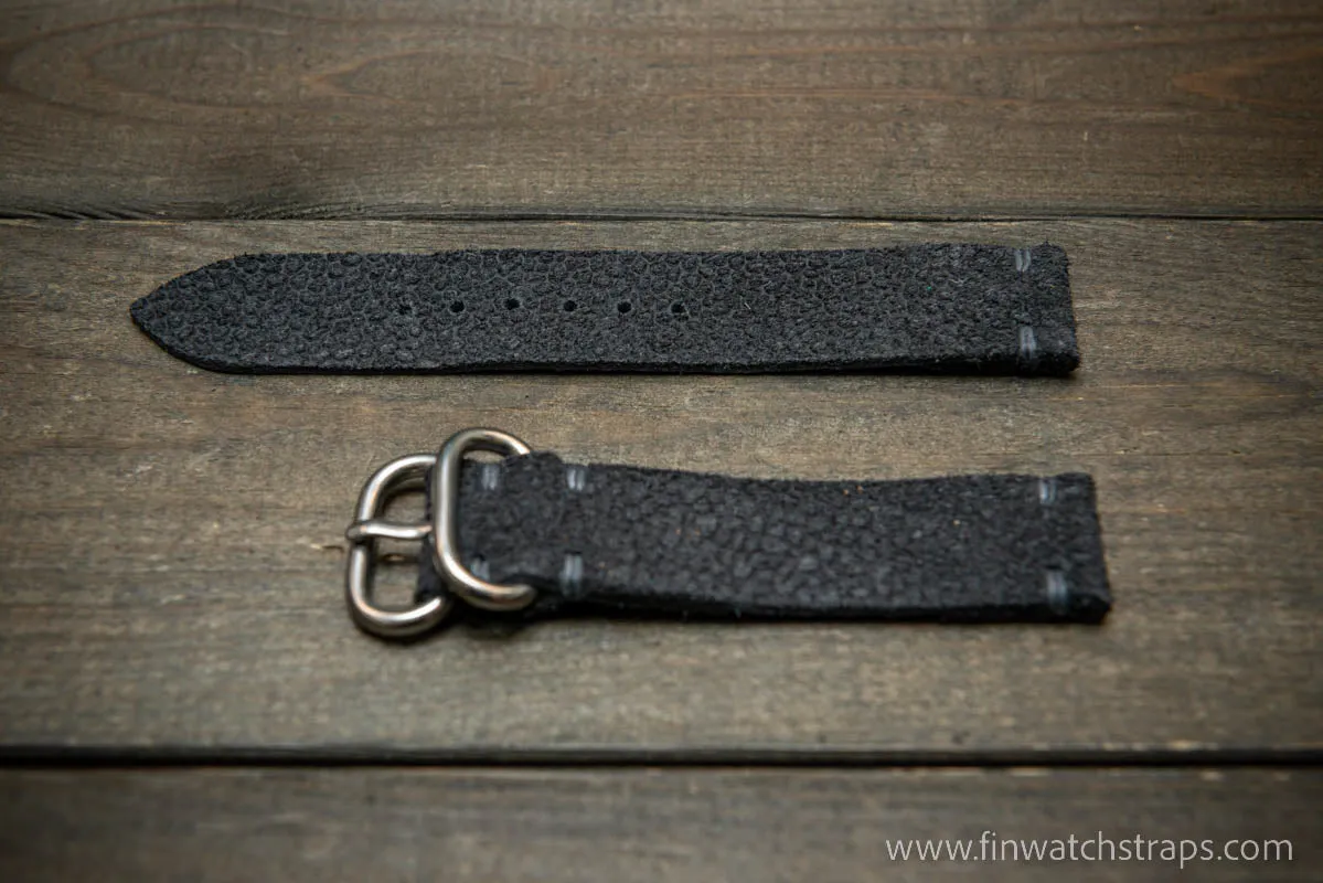 Leather Watch Strap, Waterproof Horween Grey Pebble grain watch strap, handmade in Finland, Limited edition, watch lugs 16-26 mm.