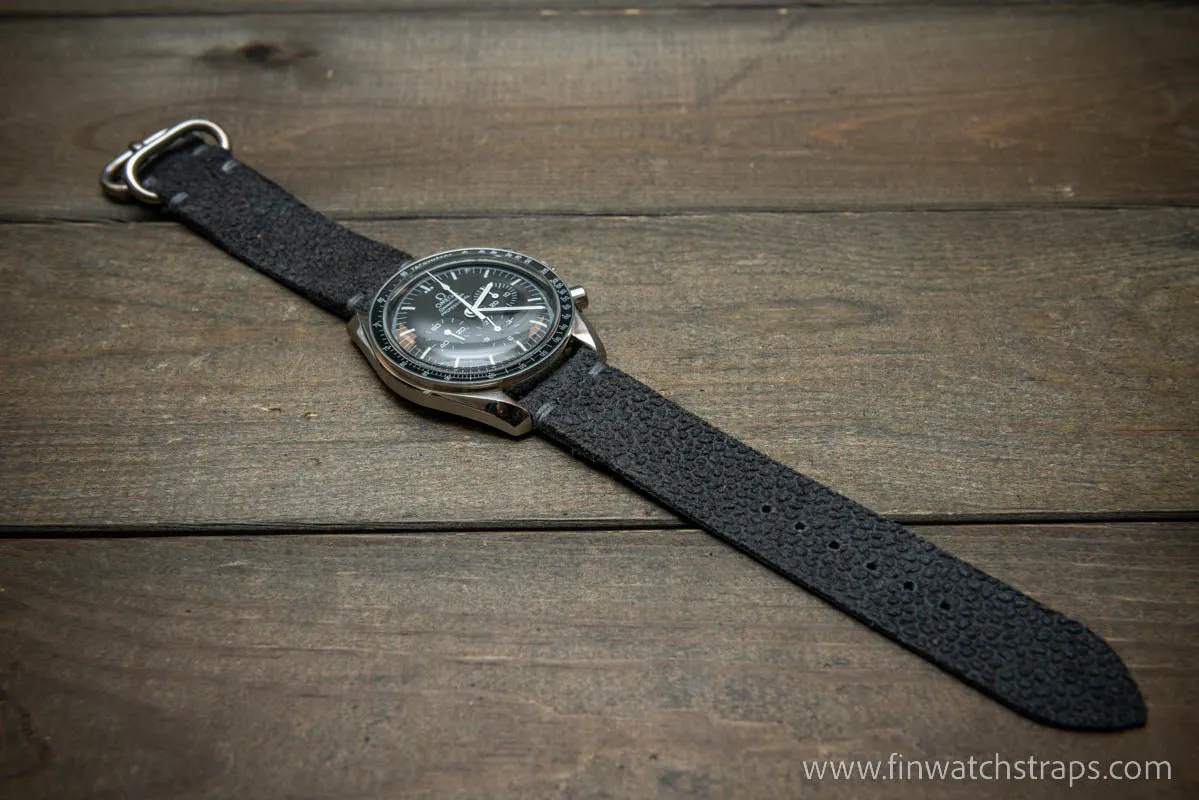Leather Watch Strap, Waterproof Horween Grey Pebble grain watch strap, handmade in Finland, Limited edition, watch lugs 16-26 mm.