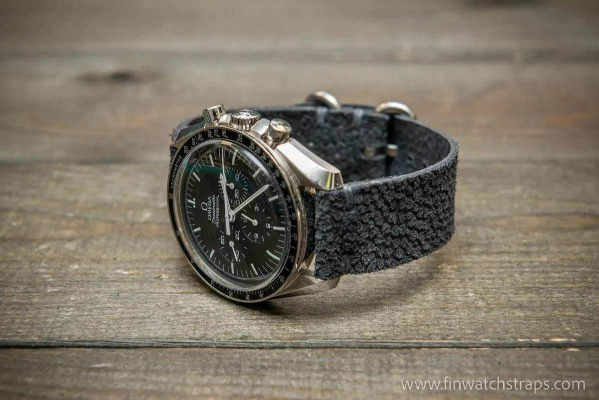 Leather Watch Strap, Waterproof Horween Grey Pebble grain watch strap, handmade in Finland, Limited edition, watch lugs 16-26 mm.