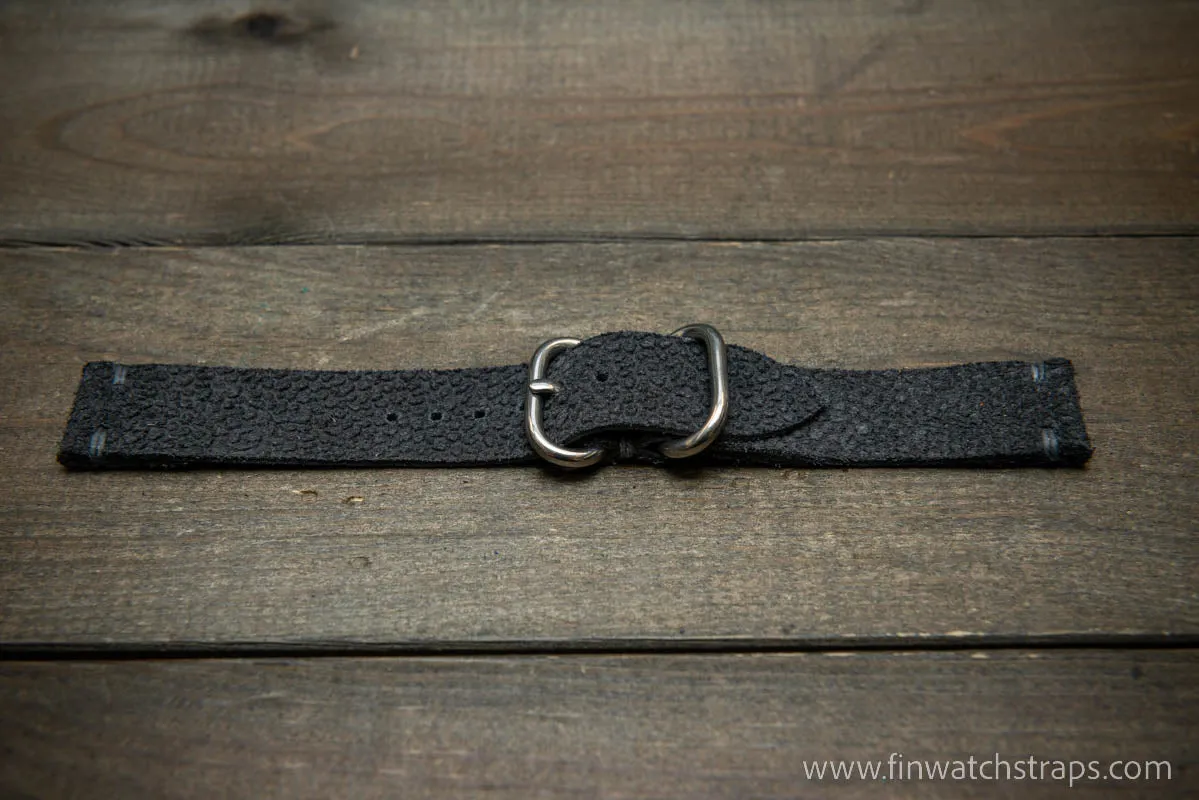 Leather Watch Strap, Waterproof Horween Grey Pebble grain watch strap, handmade in Finland, Limited edition, watch lugs 16-26 mm.