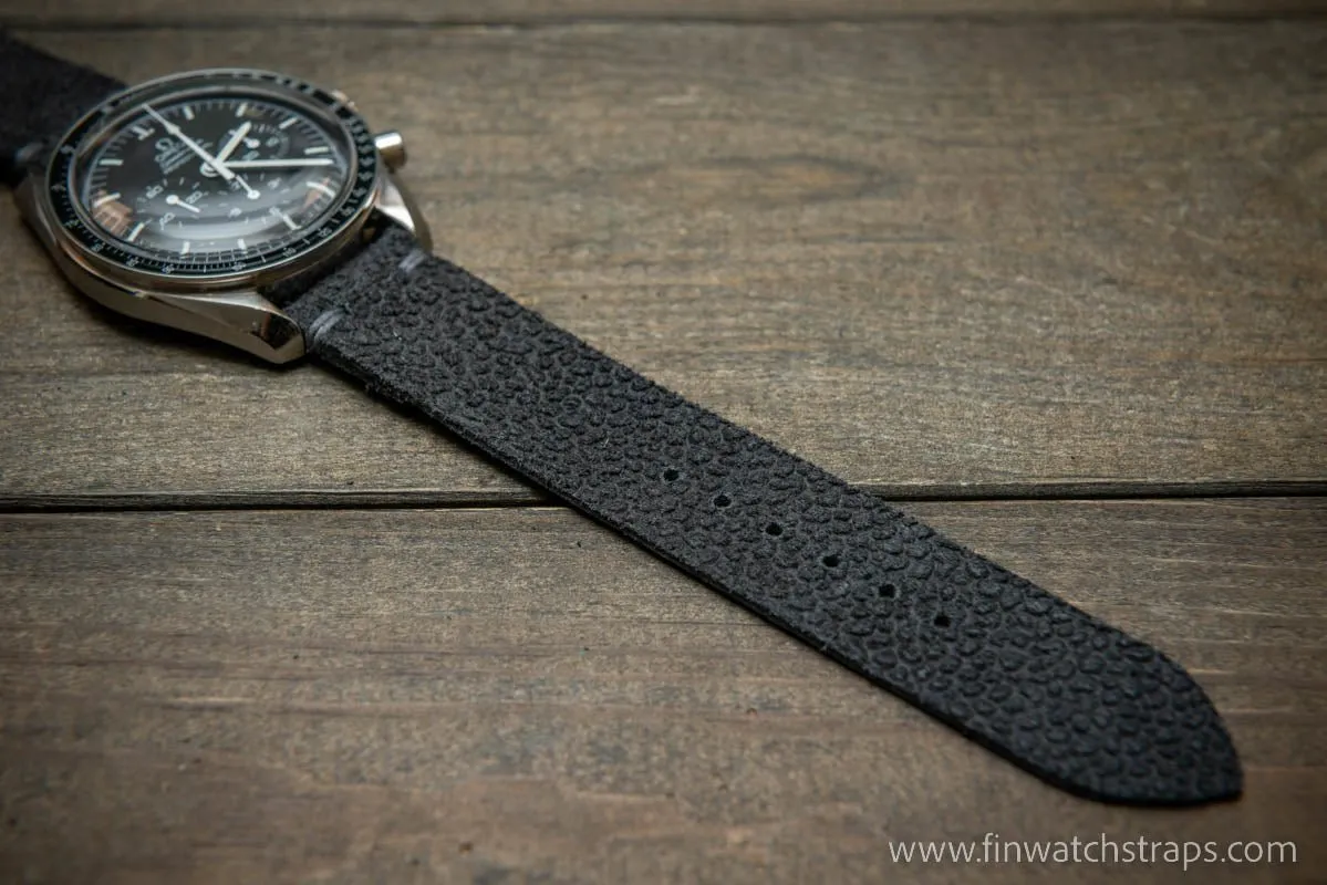 Leather Watch Strap, Waterproof Horween Grey Pebble grain watch strap, handmade in Finland, Limited edition, watch lugs 16-26 mm.