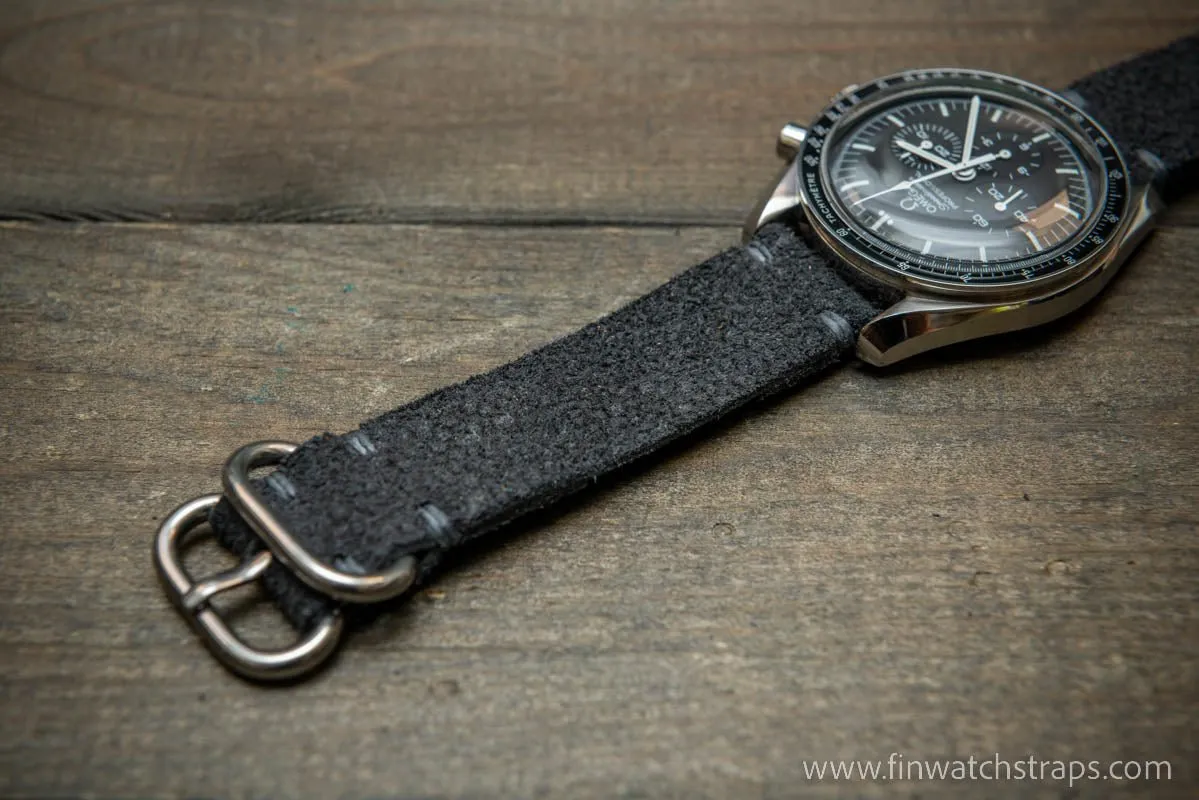 Leather Watch Strap, Waterproof Horween Grey Pebble grain watch strap, handmade in Finland, Limited edition, watch lugs 16-26 mm.