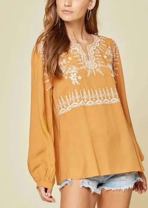 Marigold Embroidered Blouse ~ FINAL SALE