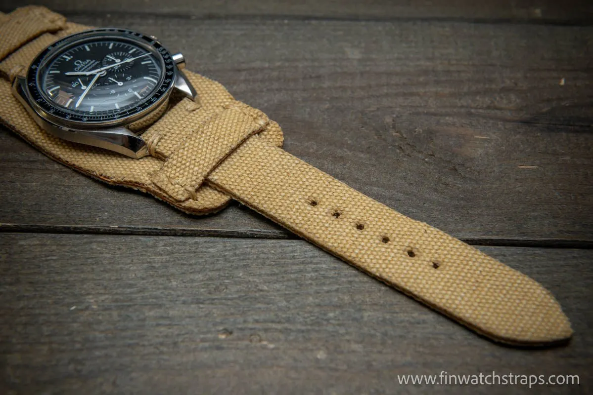 Military Bund Style Watch Strap: Vintage Canvas, handmade in Finland, Limited edition, watch lugs 10-26 mm.