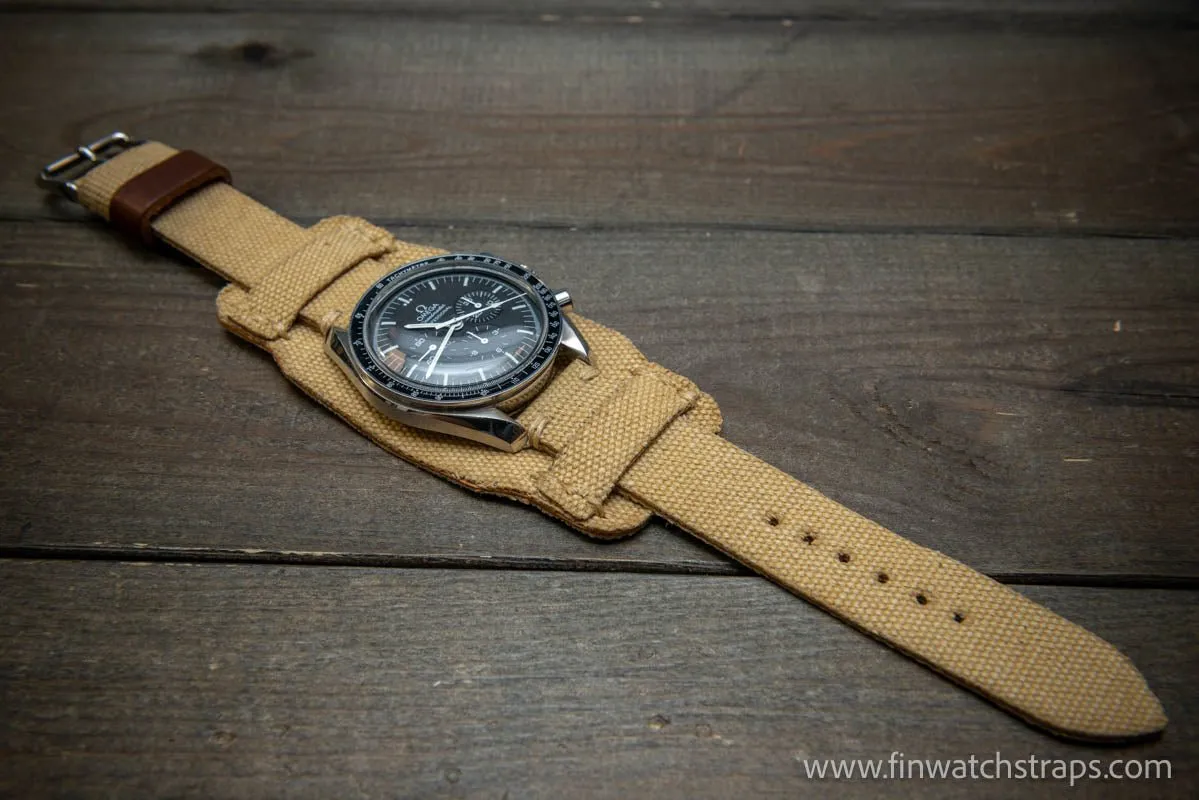 Military Bund Style Watch Strap: Vintage Canvas, handmade in Finland, Limited edition, watch lugs 10-26 mm.