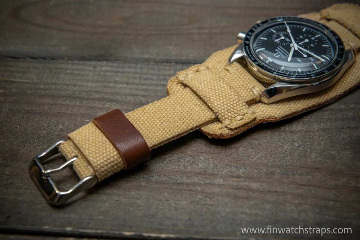 Military Bund Style Watch Strap: Vintage Canvas, handmade in Finland, Limited edition, watch lugs 10-26 mm.