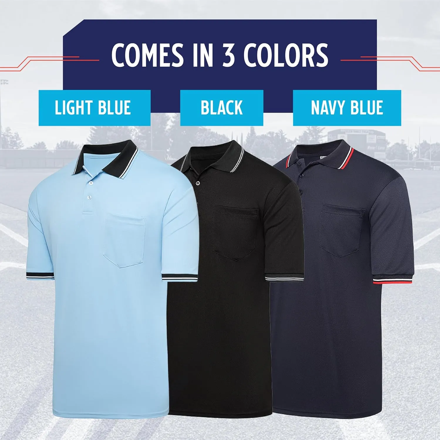 Murray Sporting Goods Short Sleeve Polo Baseball and Softball Umpire Shirt - Sized for Chest Protector
