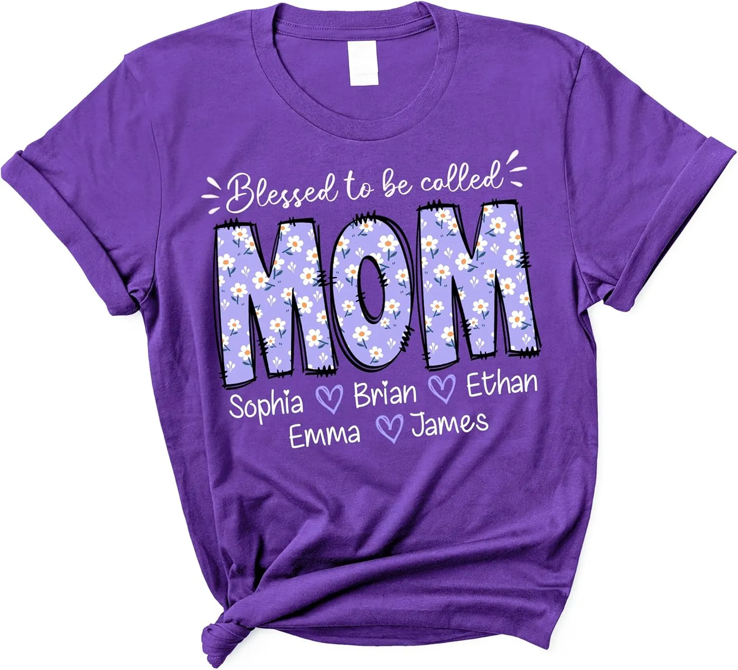 NAZENTI Personalized Grandma Shirts, Custom Mama Purple Daisy Shirt With Kids Names, Mothers Day Sweatshirt Gifts for Women
