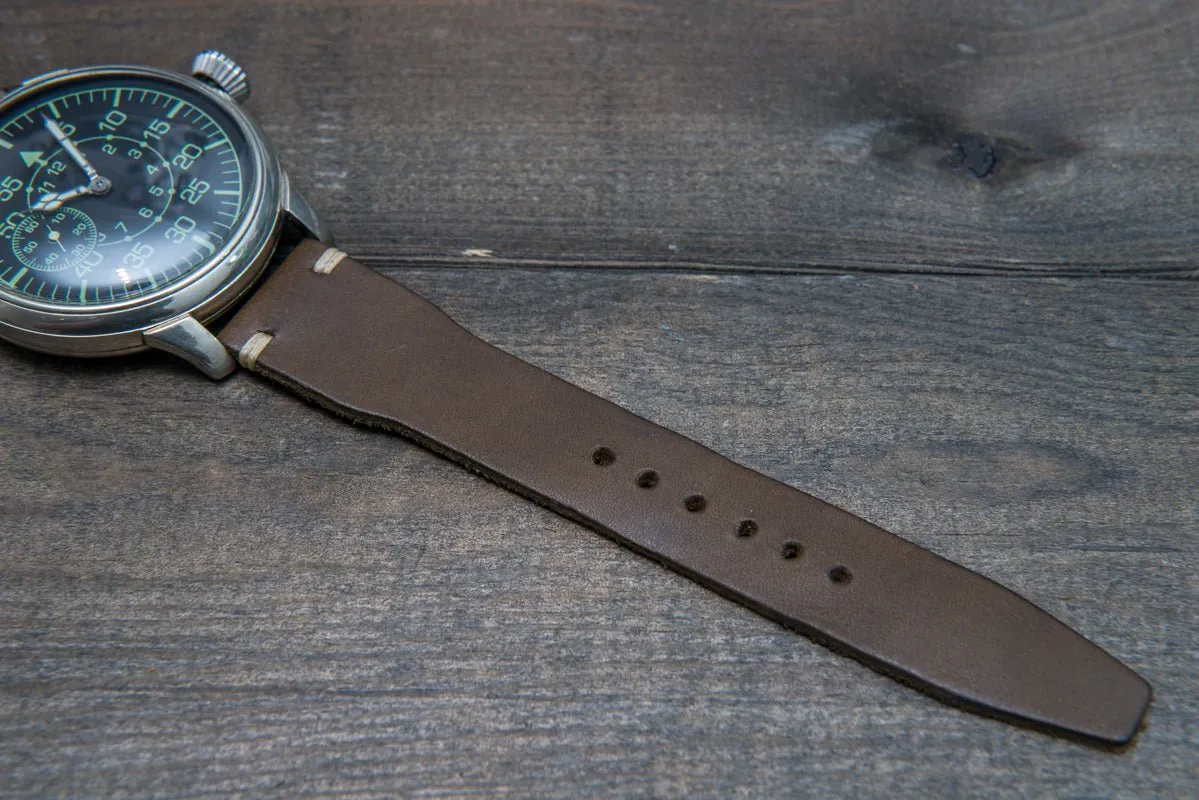 Pilot Badalassi Leather Watch Strap, Aviator model, Military style tapered model