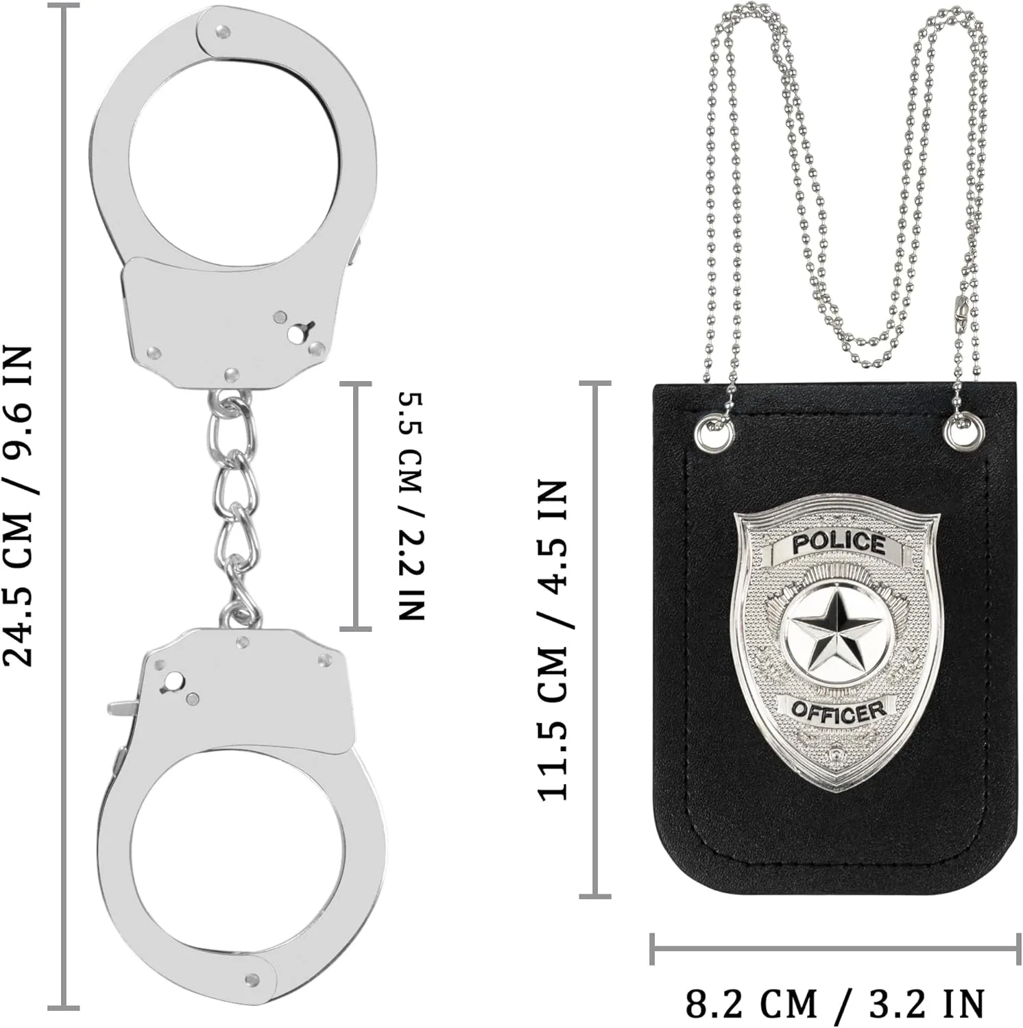 Police Badge and Toy Handcuffs Set for Police Pretend Play, Police Party Favors, Halloween Costumes Accessories