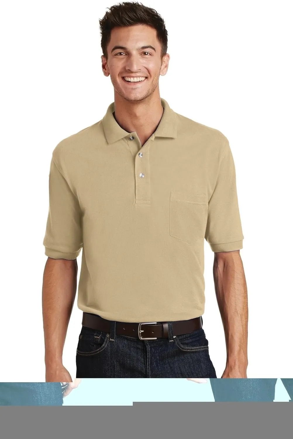 Port Authority Heavyweight Cotton Pique Polo with Pocket