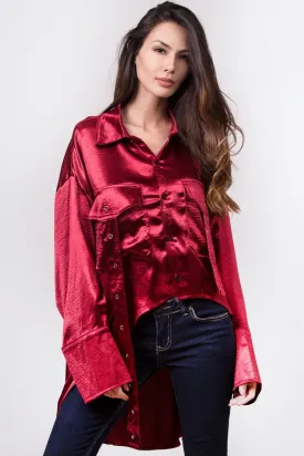 Red Silk Boyfriend Polo