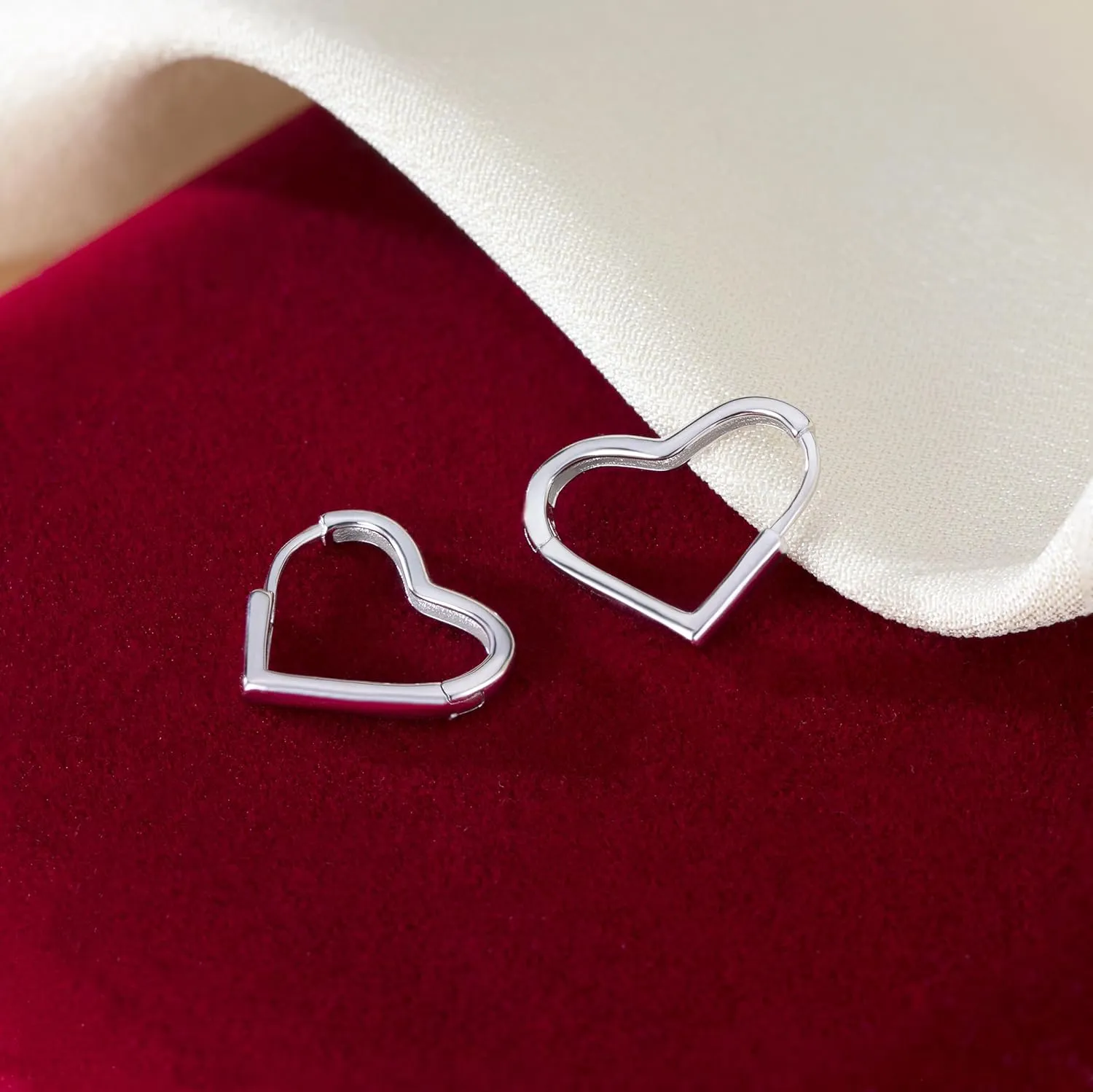 SLUYNZ Solid 925 Sterling Silver 1.6CM Heart Hoop Earrings for Women Teens Minimalist Hoop Earrings Sweet Love Heart Earrings