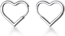 SLUYNZ Solid 925 Sterling Silver 1.6CM Heart Hoop Earrings for Women Teens Minimalist Hoop Earrings Sweet Love Heart Earrings