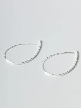 Sterling Silver Thread Through Curved Long Bar Earrings