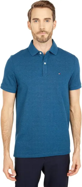Tommy Hilfiger Mens Short Sleeve in Custom Fit Polo Shirt, Legion Blue HTHR, XX-Large US