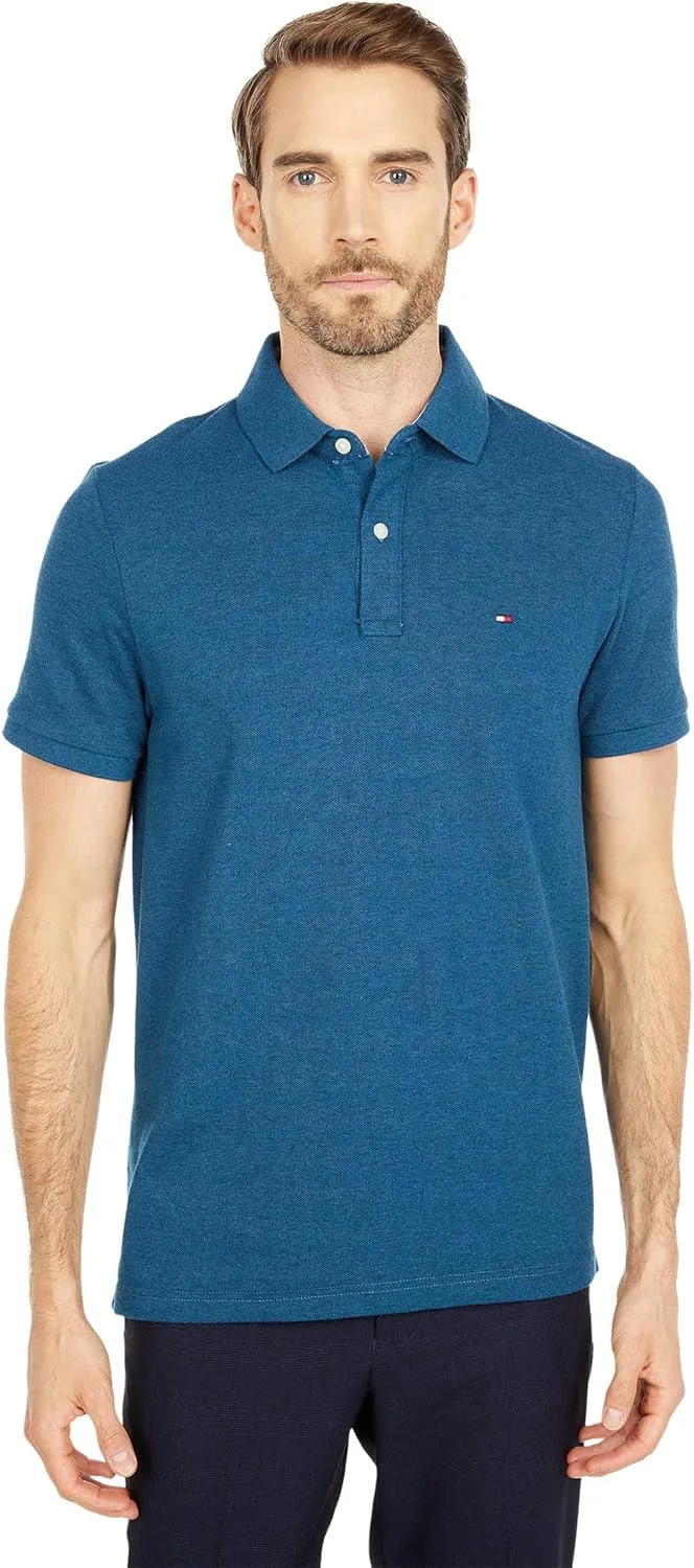 Tommy Hilfiger Mens Short Sleeve in Custom Fit Polo Shirt, Legion Blue HTHR, XX-Large US
