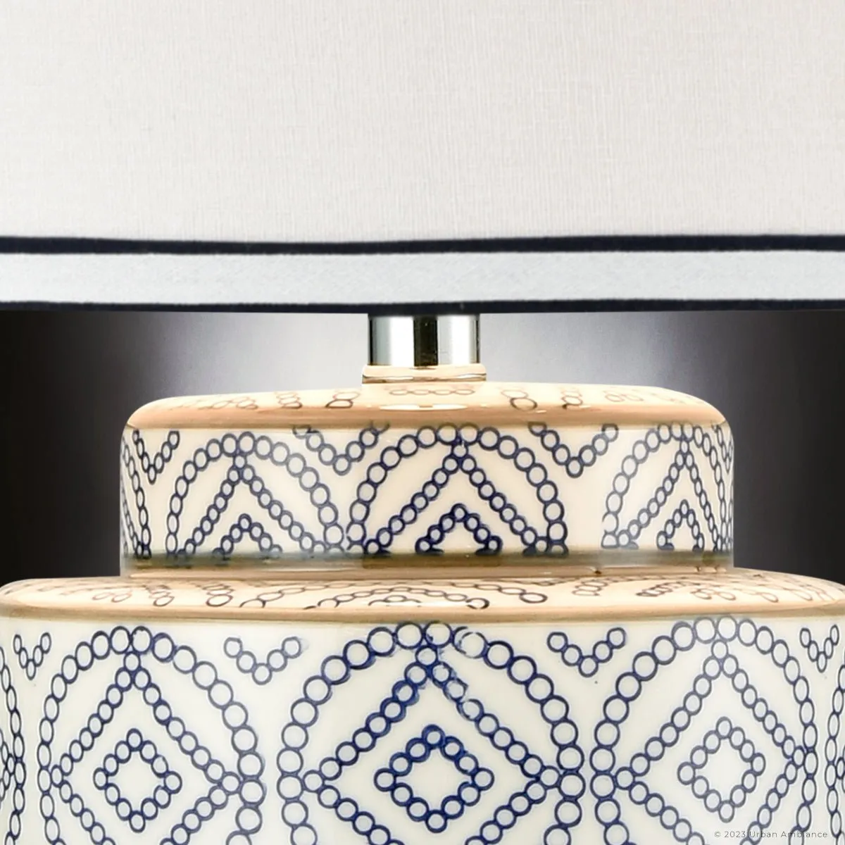 UEX7820 Traditional Table Lamp 17''W x 17''D x 27''H, Blue and White Finish, Rocklin Collection