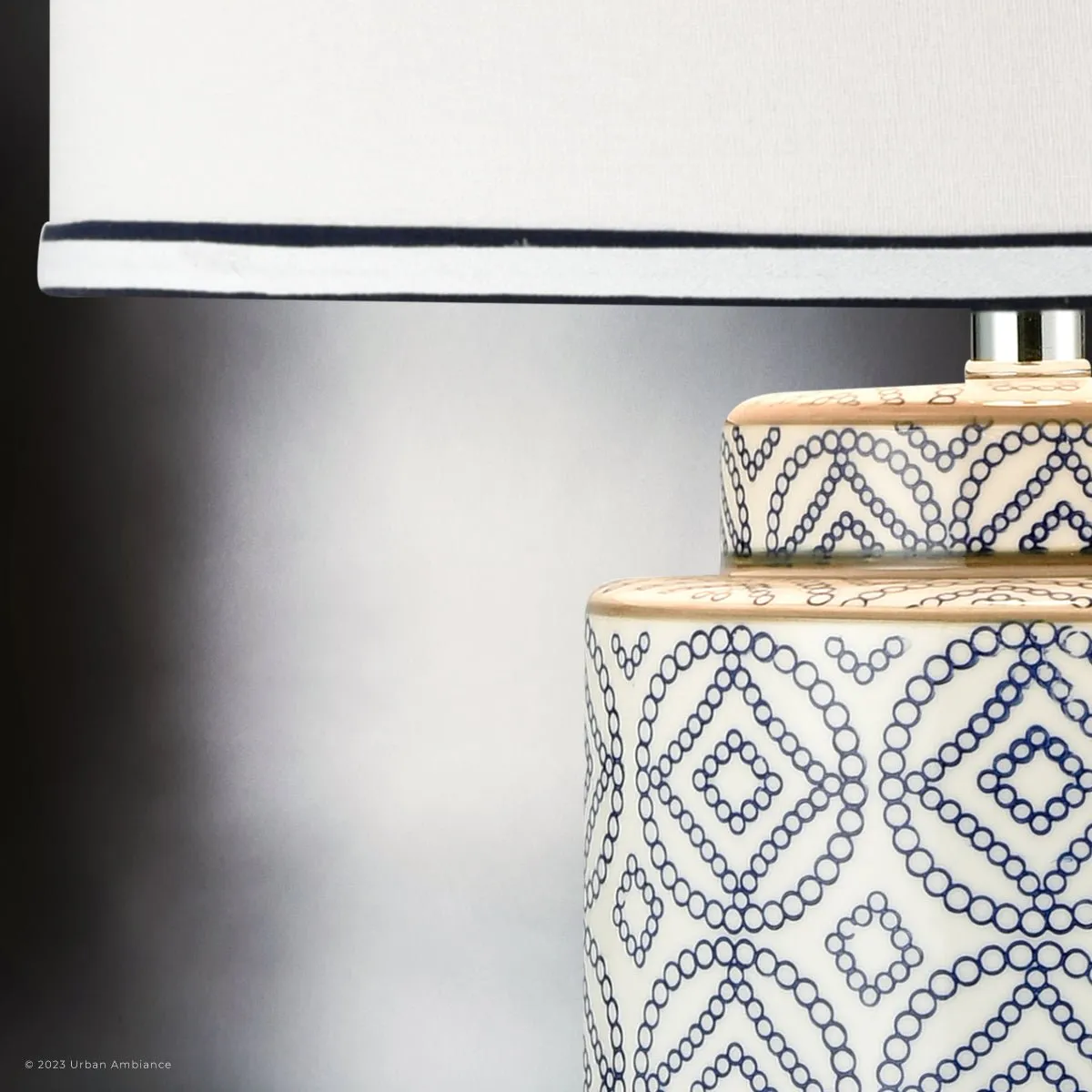 UEX7820 Traditional Table Lamp 17''W x 17''D x 27''H, Blue and White Finish, Rocklin Collection